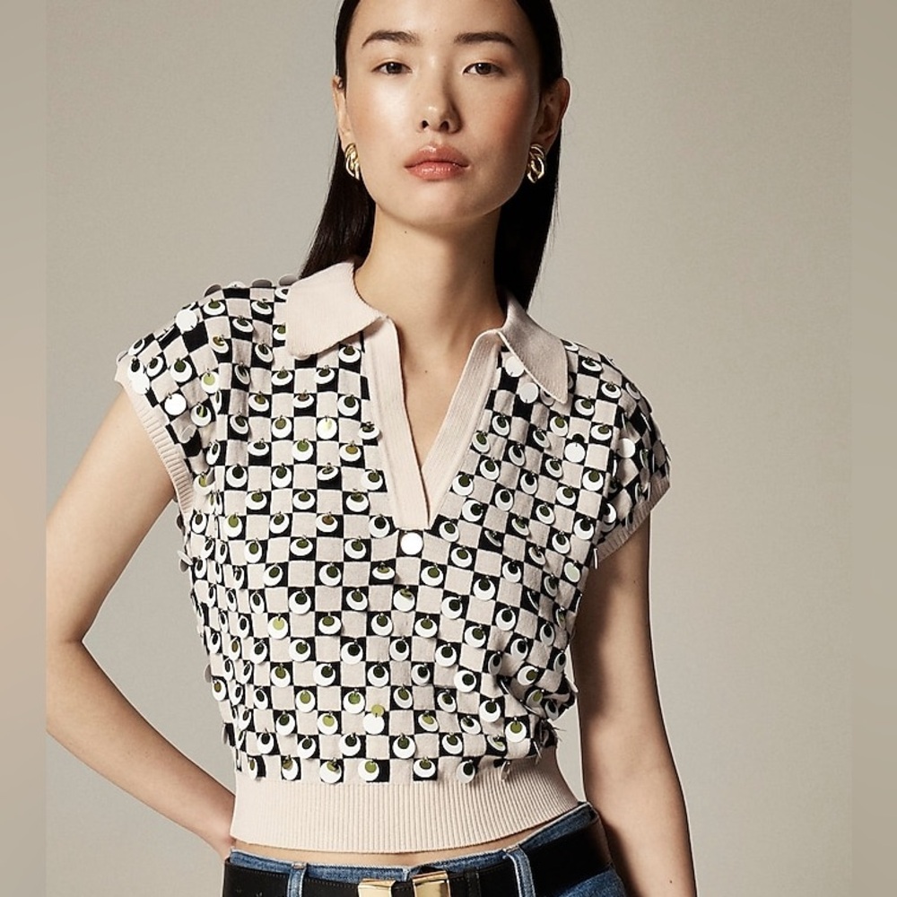 NWT | J Crew Collection Embellished Johnny-Collar Sweater
